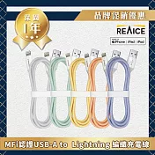 【REAICE】KYOHAYA USB-A to Lightning 日本同步馬卡龍色系編織充電線(蘋果充電線)共5色 黃色
