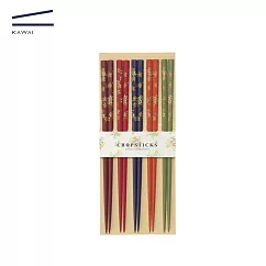 【日本箸筷KAWAI】日本製天然竹筷─燙金花款(共5雙)