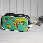 《Rex LONDON》皮革盥洗包(地圖25cm) | 化妝包 收納包 旅行小包 沐浴小包 盥洗收納包