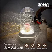 【Greenon】永生花香氛機 香薰減壓 / 靜音好眠 / 溫馨夜燈 / 永生花造型 粉紅色