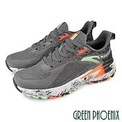 【GREEN PHOENIX】男 休閒鞋 海浪圖騰 透氣 飛線編織 輕量 厚底 EU41 深灰色