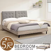 《Homelike》梅姬附USB插座床架組-雙人5尺 床架 雙人床 床組