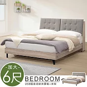 《Homelike》梅姬附USB插座床架組-雙人加大6尺 床架 雙人床 床組