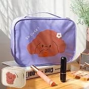 【E.dot】可愛童趣手提式旅用收納化妝包 葡萄紫