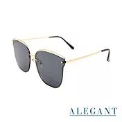 【ALEGANT】柔美氣質爵色黑貓眼設計金屬鏤空墨鏡/UV400太陽眼鏡