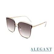 【ALEGANT】柔美氣質髮絲棕漸層貓眼設計金屬鏤空墨鏡/UV400太陽眼鏡