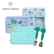 【MARCUS＆MARCUS】輕巧餐盒保溫袋餐具5入組(餐盒+餐袋+輕巧外出餐具組)-藍綠