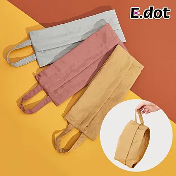 【E.dot】手提式水洗布拉鍊開口旅行收納袋 黃色