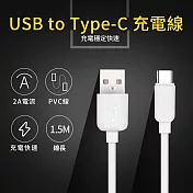 UTE 優特 USB to Type-C 2A 充電線-白色 (150cm)