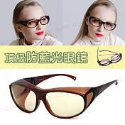 【SUNS】頂級濾藍光眼鏡 (可套式) 阻隔藍光/保護眼睛/近視、老花眼鏡可外掛 抗UV400 茶色