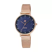 RAINBOW TIME 星座起源米蘭時尚腕錶-玫瑰金X藍