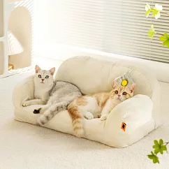 IDEA─鬆軟荷蘭絨慵懶寵物沙發─兩色可選 奶油白