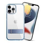 For iPhone13 Pro Max 閃耀可站立透明手機保護殼 藍色
