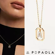 PD PAOLA 西班牙時尚潮牌 迷你鑲鑽字母項鍊 金色簡約項鍊 925純銀鑲18K金 A
