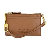 MARC JACOBS THE LEATHER ZIP壓印LOGO拉鍊鑰匙圈卡片夾/零錢包 棕