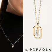 PD PAOLA 西班牙時尚潮牌 迷你鑲鑽字母項鍊 金色簡約項鍊 925純銀鑲18K金 E