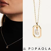 PD PAOLA 西班牙時尚潮牌 迷你鑲鑽字母項鍊 金色簡約項鍊 925純銀鑲18K金 G