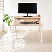 【AOTTO】簡約雙層木紋書桌-80CM(電腦桌 辦公桌 工作桌) 橡木色