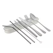 《Cuisipro》清潔刷+環保吸管餐具組(淺灰) | 湯匙 叉子 餐刀