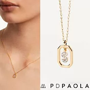 PD PAOLA 西班牙時尚潮牌 迷你鑲鑽字母項鍊 金色簡約項鍊 925純銀鑲18K金 S