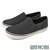 【GREEN PHOENIX】男 帆布鞋 休閒鞋 樂福鞋 台灣製 JP25.5 黑色