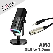 FIFINE AM8 錄音室等級USB/XLR動圈式RGB麥克風(附3.5公頭音源線)