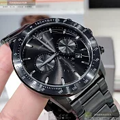 ARMANI阿曼尼精品錶,編號：AR00040,44mm圓形黑精鋼錶殼黑色錶盤精鋼深黑色錶帶