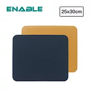 【ENABLE】雙色皮革 質感縫線 防水防油隔熱餐桌墊(25x30cm)- 深藍+駝色