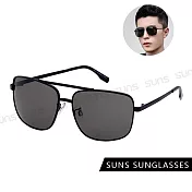 【SUNS】時尚方框太陽眼鏡 中性駕駛墨鏡 輕量細框設計 S138 抗UV400 黑框灰片