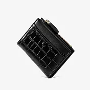 【L.Elegant】韓版時尚鱷魚皮紋 短夾 零錢包(共4色)B868 黑色