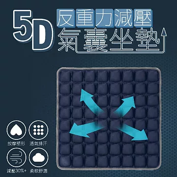 【收納職人】5D反重力減壓氣囊坐墊_5色任選(附打氣筒) 深藍