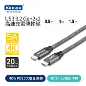 Kamera USB3.2 100W PD3.0 4K 20Gbps Type-C 充電傳輸線 (1M/100cm)