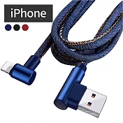 CS22 iPhone 牛仔雙彎頭手機快速充電線(2條/入) 藍色+黑色