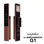Arpha Q1 3D人臉識別全自動智能門鎖(附基本安裝) 摩卡棕
