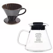 MILA日本製 織部燒 咖啡濾杯02-琥珀飴釉(附MILA耐熱玻璃壺600ml)
