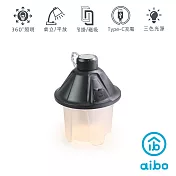 aibo USB充電式 三色調光 磁吸吊掛LED復古露營燈(LI-60) 極簡黑