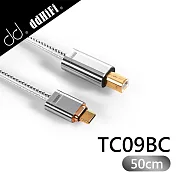 ddHiFi TC09BC Type-C(公)轉USB-B(公)純銀HiFi級數據線(50cm)