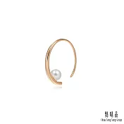 【點睛品】La Pelle 18K玫瑰金Akoya珍珠圓弧耳環(單只)