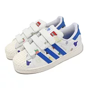 adidas x LEGO Superstar CF C 童鞋 白 藍 聯名 樂高 中童 魔鬼氈 愛迪達 IF2201