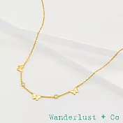 Wanderlust+Co 澳洲品牌 迷你蝴蝶金色項鍊 細緻圓鑽項鍊 Flutter Charm