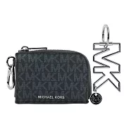 Michael Kors 塗層帆布拉鍊卡夾/零錢包及Logo鑰匙圈禮盒組 (海軍藍)