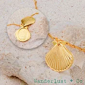 Wanderlust+Co 澳洲品牌 金色貝殼項鍊 內側刻字款相本項鍊 Seashell Locket