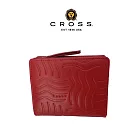 【CROSS】台灣總經銷 限量2折 頂級小牛皮女用短夾零錢包 全新專櫃展示品 (紅色)