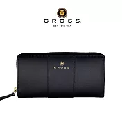 【CROSS】台灣總經銷 限量1折 賈姬限定款頂級小牛皮拉鍊長夾 全新專櫃展示品 (黑色 贈禮盒提袋)