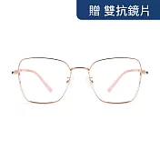【大學眼鏡_配到好980】韓版大框百搭款玫瑰金光學眼鏡 66038C1 玫瑰金