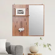 《Homelike》美洛蒂方形洞洞板壁鏡(二色) 化妝鏡 壁掛板- 淺胡桃色