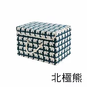 【E.dot】日式棉麻印花可掀蓋摺疊收納箱 北極熊