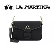 【LA MARTINA】限量2折 頂級金標素面肩背包 LMBA01057T 全新專櫃展示品(黑色)