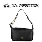 【LA MARTINA】限量2折 頂級金標素面皮革肩背包 LMBA01093T 全新專櫃展示品(黑色)