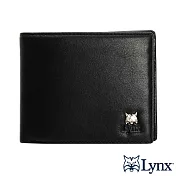 Lynx -  美國山貓頂級牛皮極致黑內有零錢袋8卡拉鍊短夾 黑色